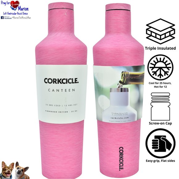 CORKCICLE Vinnebago Botella o Vaso | 750 ml (25 oz) | Termo de Acero Inoxidable | Aislamiento Triple Capa | Mantiene Frío por Horas | Negro Mate